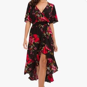 Floral Hi-Low Sleeved Dress